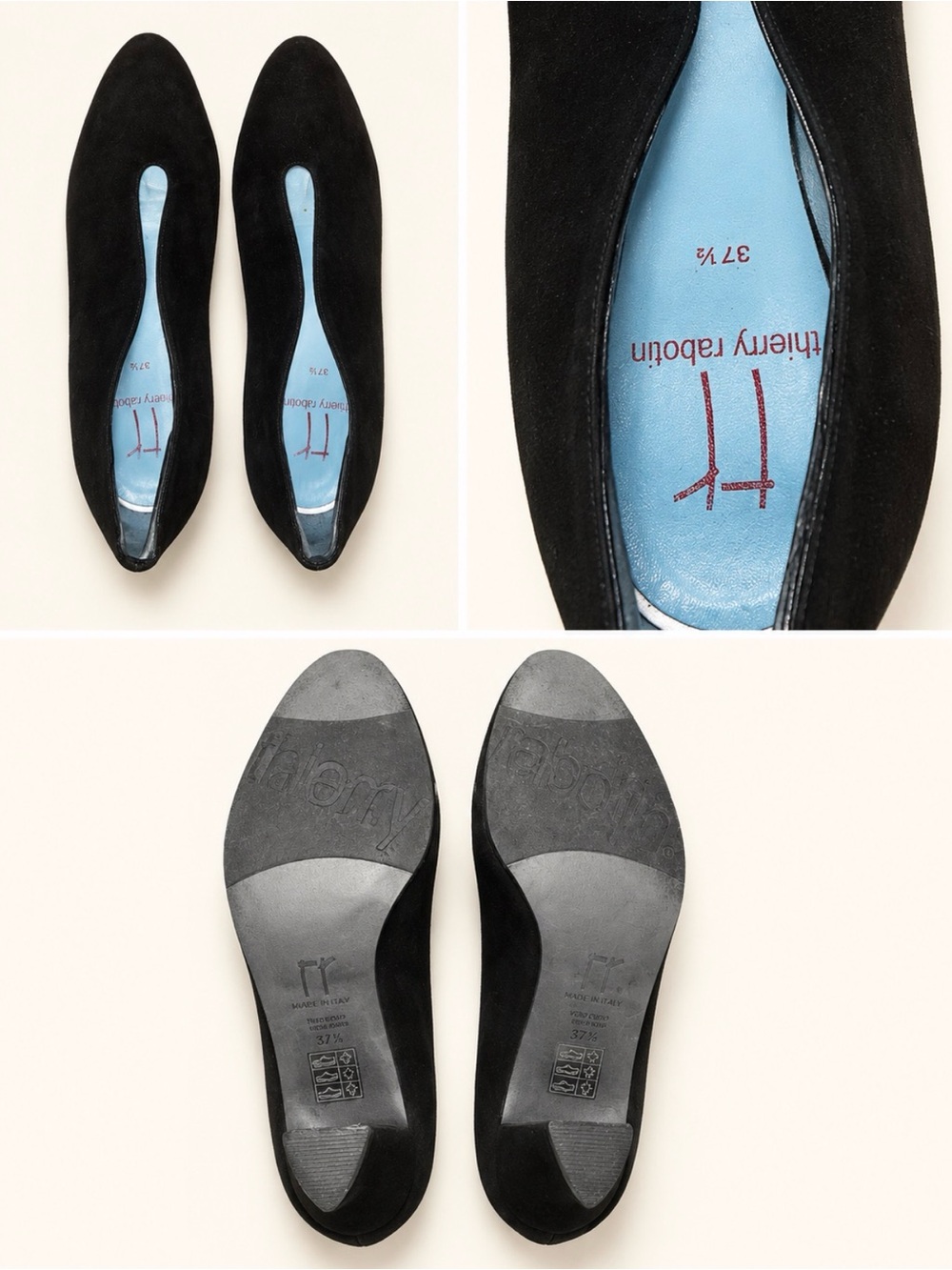 Thierry Rabotin Black Suede envelope shoes